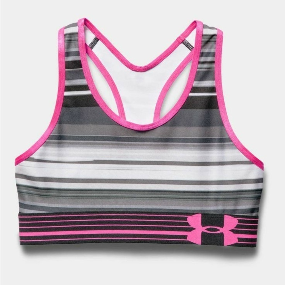 Under Armour Gray Stripe & Hot Pink Sports Bra Size XS